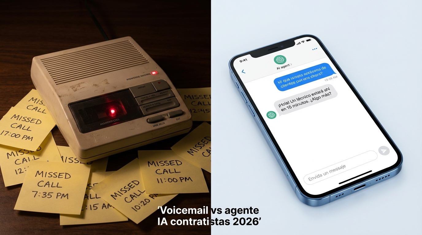 Voicemail vs agente IA contratistas 2026